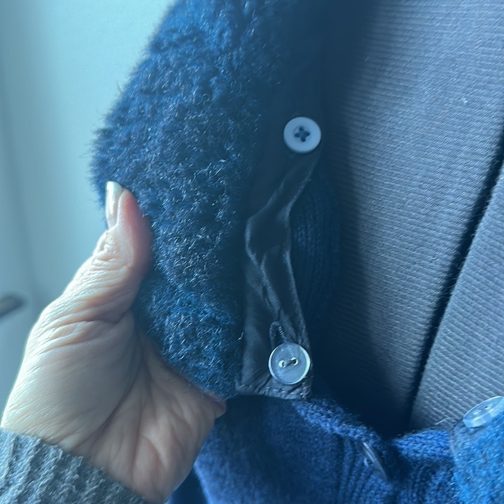 Classiques Entier sweater blue removable collar 100% fine Merino wool size Med - Picture 4 of 12